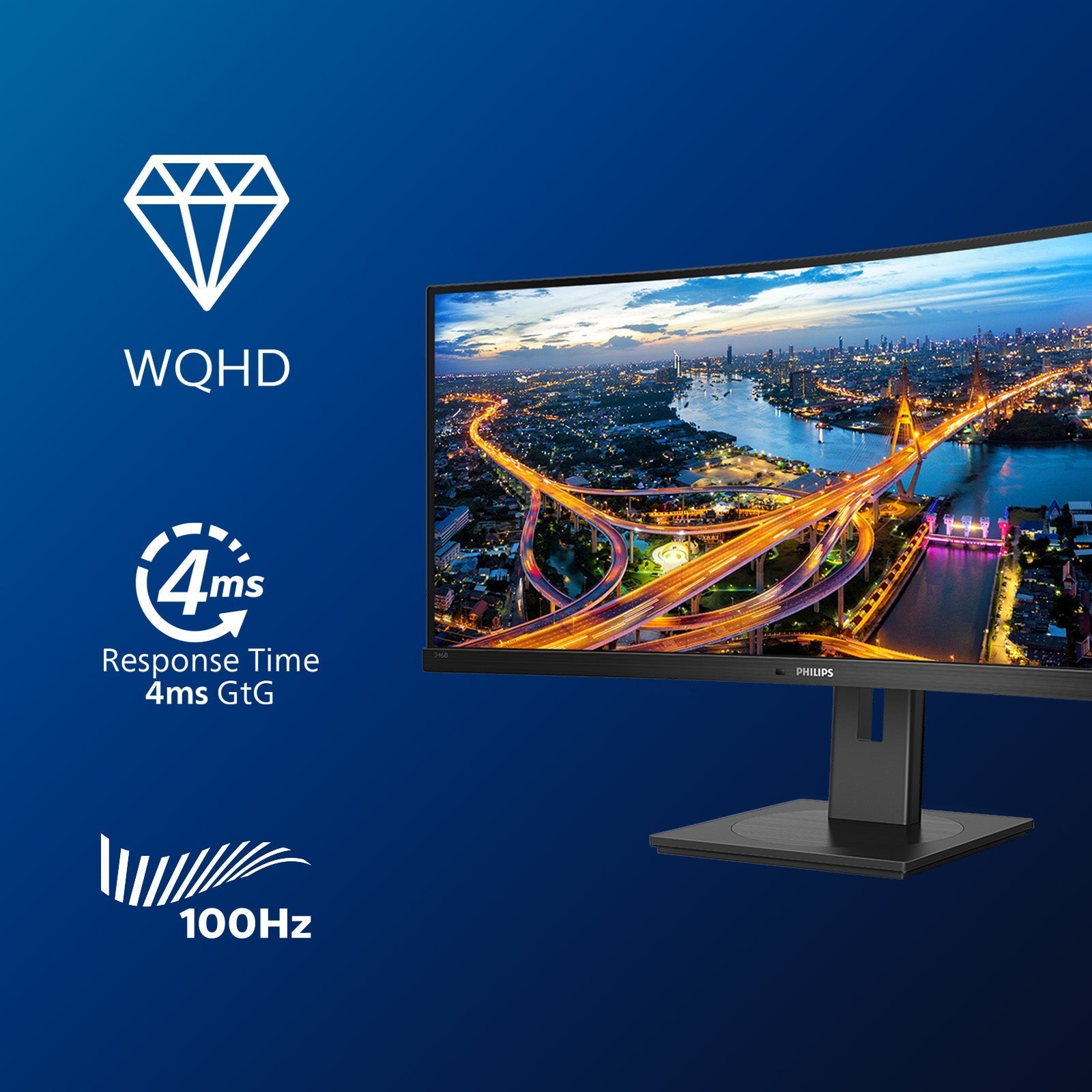 Ecran incurvé 34" Philips B-Line 346B1C UWQHD (Noir)