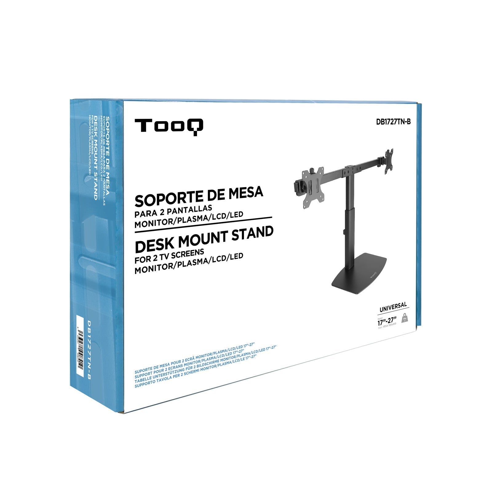 Support double-écran é poser Tooq DB1727TN 17"-27" (6kg max) (Noir)