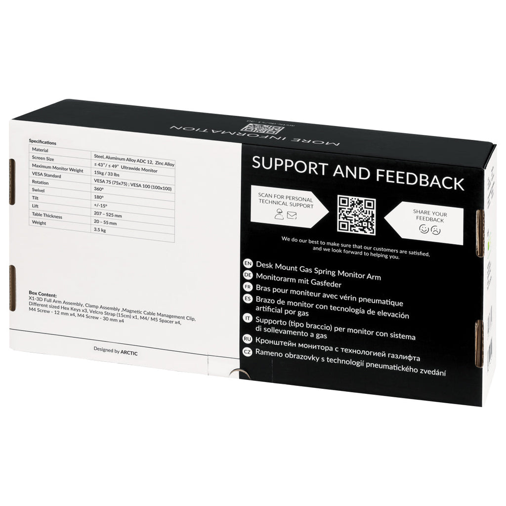 Support écran é fixer Arctic X1-3D - 43" (10kg max)