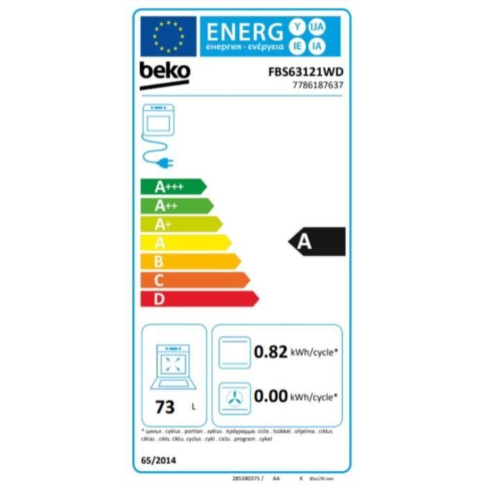 Cuisiniere mixte - BEKO - FBS63121WD - 73L - 4 feux - Induction et gaz