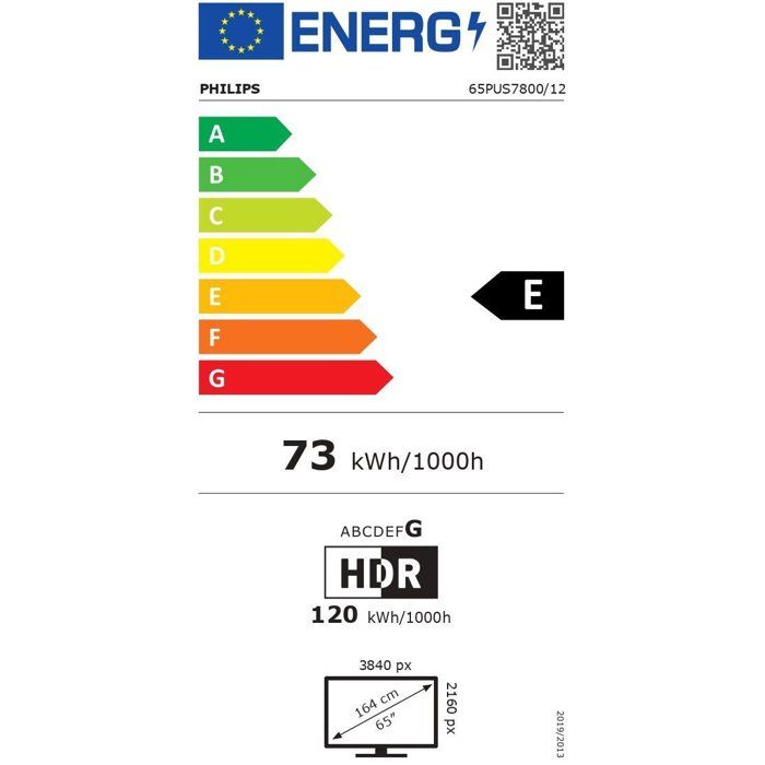 Philips 65PUS7800 (inclus 1 an Disney+) - TV QLED 65 (164 cm) - 4K UHD 3840x2160 - HDR10+ - Smart TV - 3xHDMI