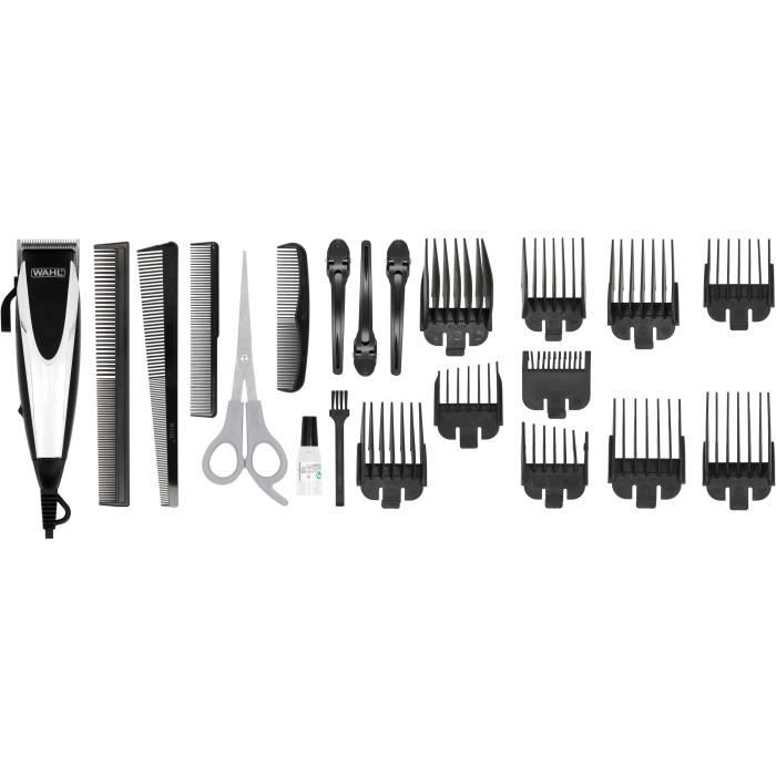 Tondeuse a cheveux sur secteur - WAHL - HOME PRO - 230 V - 8 sabots - Noir / Gris