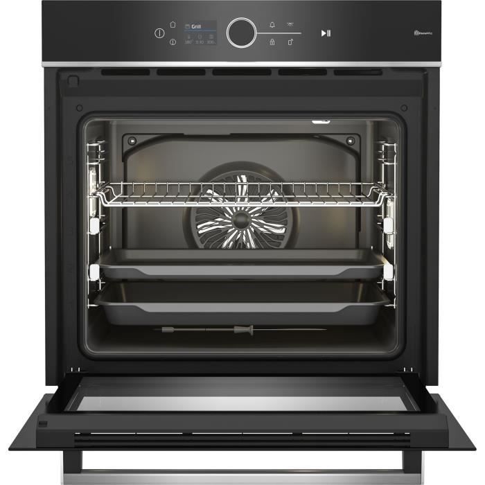 Four encastrable multifonction - Pyrolyse - BEKO - BBIM13500XPSW - Inox / Noir - Porte froide - 59,4 x 56,7 x 59,5 cm