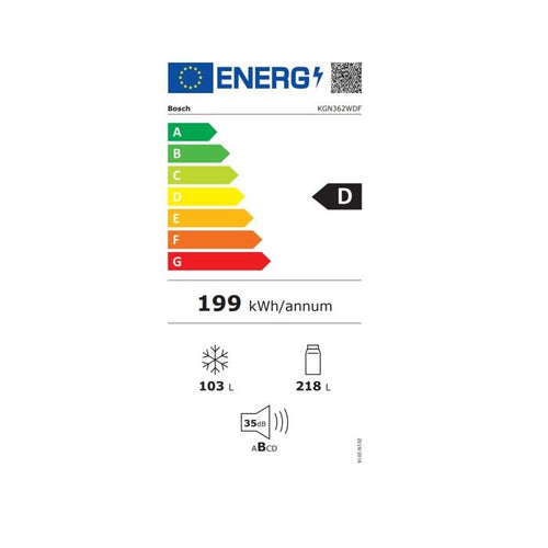 Bosch Réfrigérateur combiné 60cm 321cm nofrost - KGN362WDF