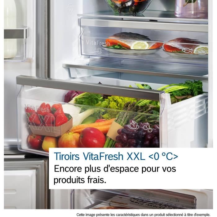 Réfrigérateur combiné - BOSCH - KGN36VXCT - Classe C - 321 L - 186 x 60 x 66,50 cm - Acier brossé noir