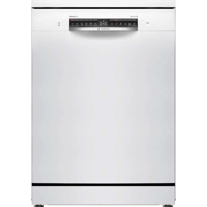 Lave-vaisselle pose libre BOSCH SMS4EMW01F SER4 - 14 couverts - Induction - L60cm - 42 dB - tiroir a couverts - Blanc