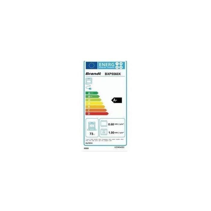 Four électrique encastrable - Pyrolyse - Chaleur tournante pulsée - BRANDT BXP5560X - Inox - 73 L - Classe A+