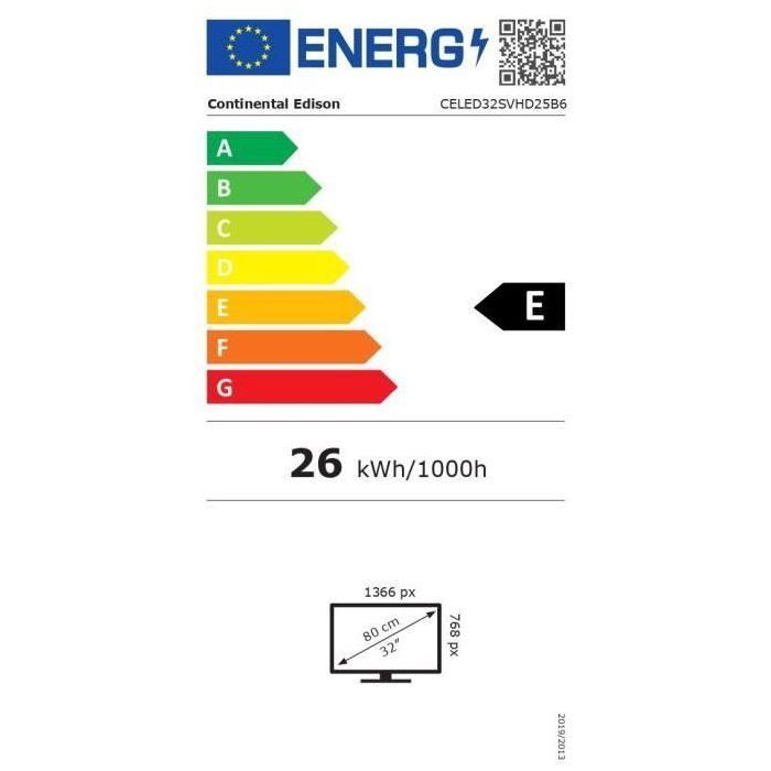 TV HD - CONTINENTAL EDISON - 32 (81 cm) - Smart Vidaa - Wifi - 3xHDMI - 2xUSB - CELED32SVHD25B6