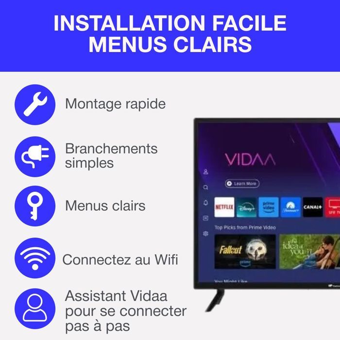 TV HD - CONTINENTAL EDISON - 32 (81 cm) - Smart Vidaa - Wifi - 3xHDMI - 2xUSB - CELED32SVHD25B6