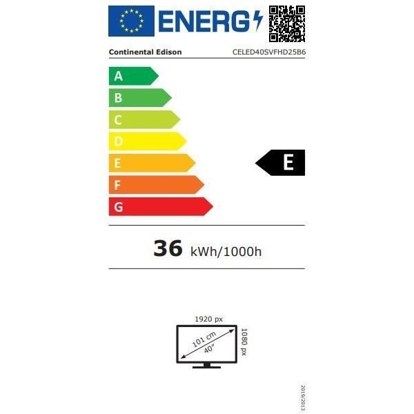 TV LED - CONTINENTAL EDISON - CELED40SVFHD25B6 - FHD 40 (101 cm) - SMART VIDAA - 3xHDMI, 2xUSB - Noir