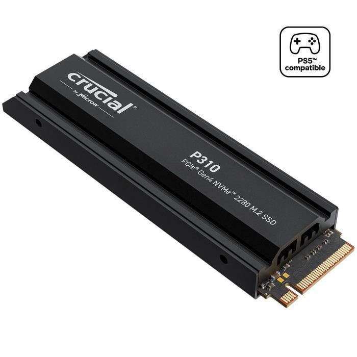 CRUCIAL - P310 - SSD interne - 4 To - PCIe Gen4 NVMe M.2 - Avec dissipateur - Vitesse lecture Jusqu'a 7100 Mo/s - CT4000P310SSD5