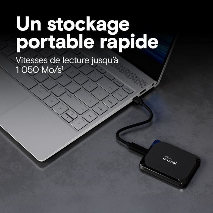 SSD Externe Portable - CRUCIAL - X9 - 2To - USB-C 3.2 - Compatible PC, Mac, PlayStation, Xbox
