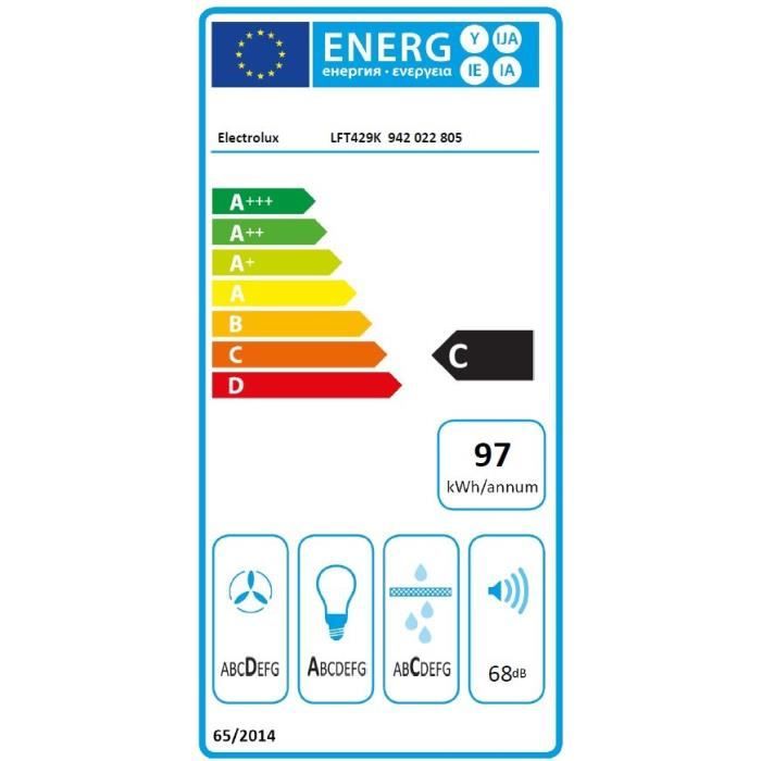Hotte décorative box - ELECTROLUX - LFT429K - 89,8 x 45 x 67,8 cm - Noir