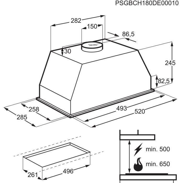 Groupe aspirant - ELECTROLUX - LFG525S - H 245 x L 520 x P 285 mm