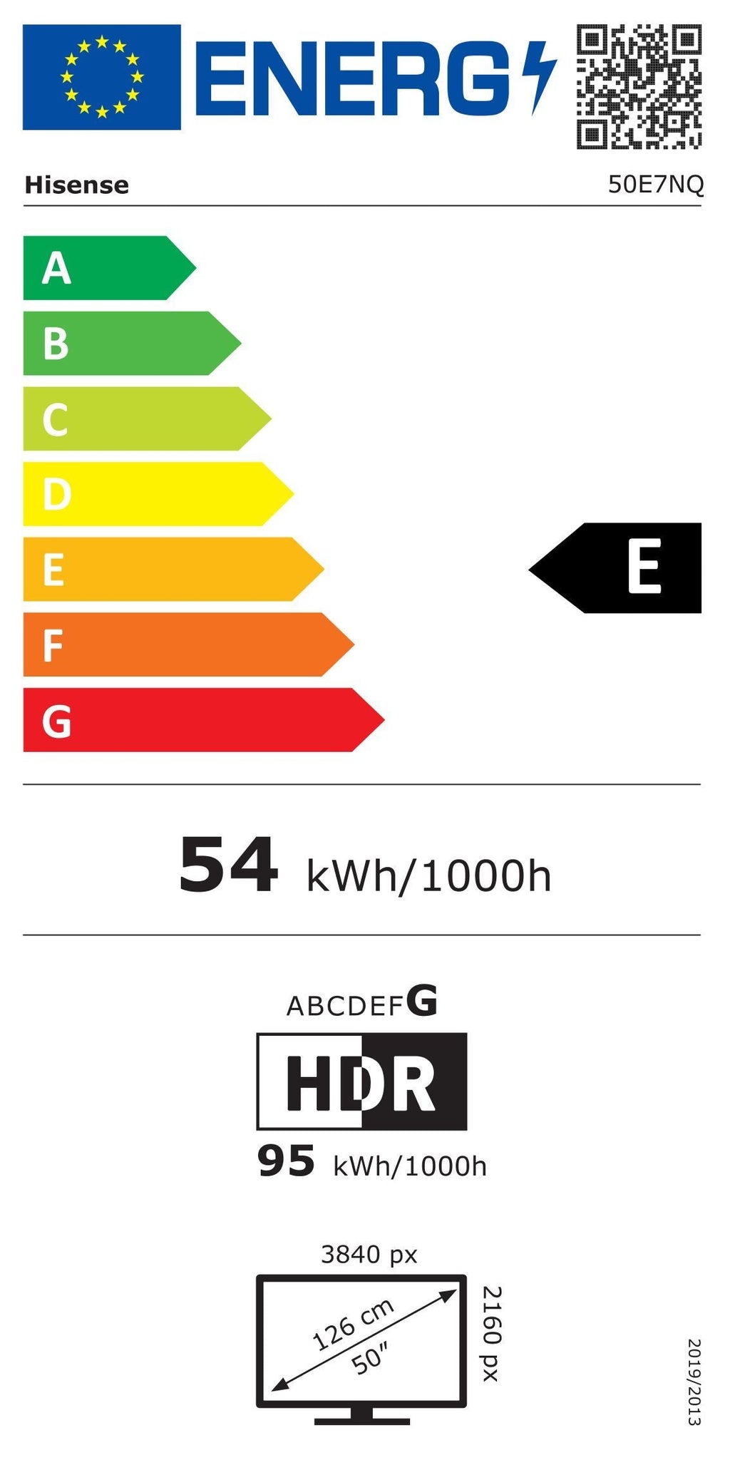 Hisense 50E7NQ - TV QLED 50 (126 cm) - 4K UHD 3840x2160 - HDR10 - TV connecté - 3xHDMI 2.1 - WiFi