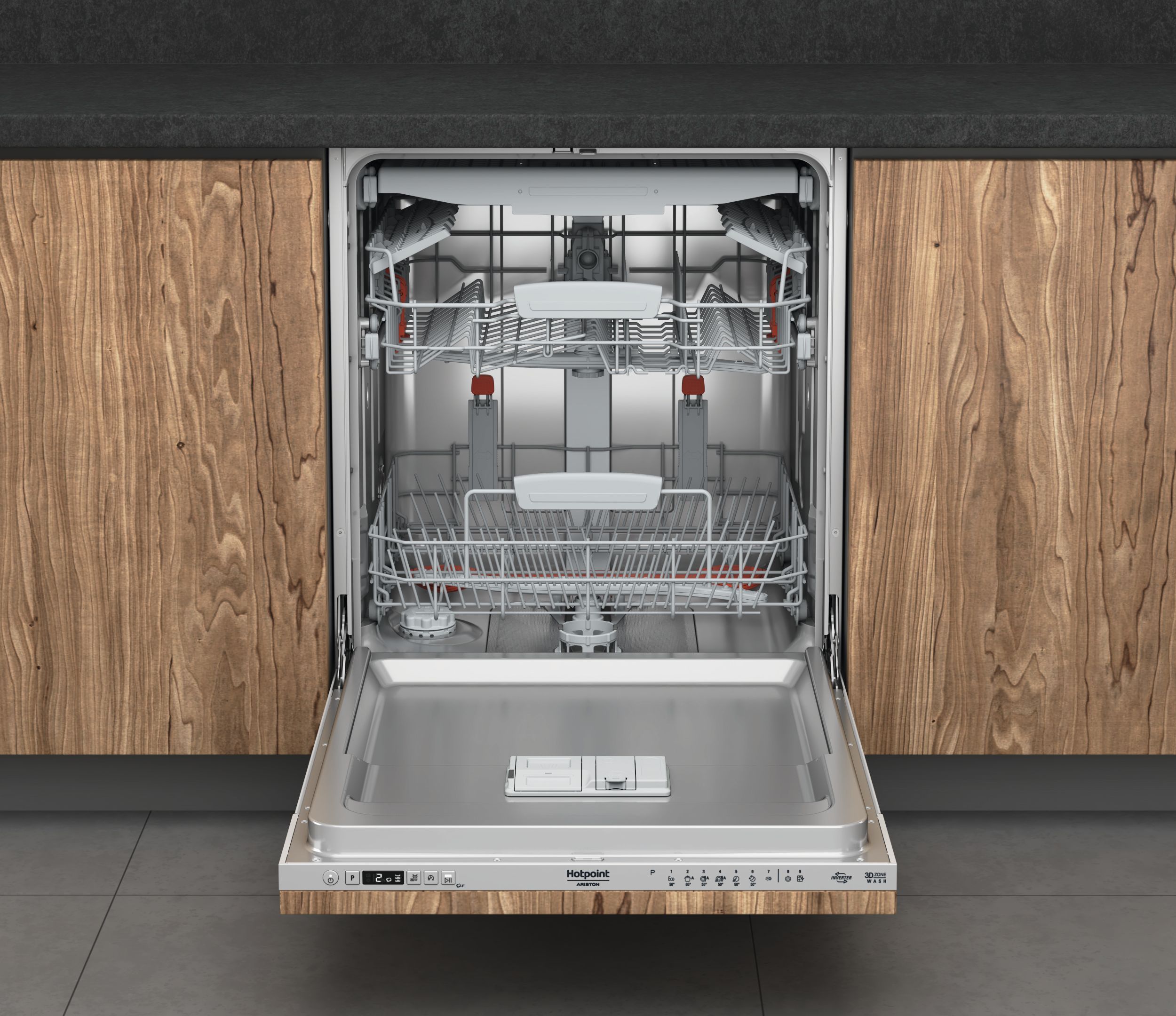 Lave-vaisselle tout encastrable HOTPOINT HI5030WEF - 14 couverts - Induction - L60cm - 43 dB - tiroir a couverts