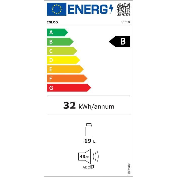 Glaciere électrique - IGLOO- ICF18 - 240 V - Bleu - 18 L