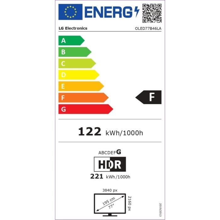 LG 77B4 - TV OLED 77 (195 cm) - 4K UHD 3840x2160 - a8 AI Processor 4K - HDR - Smart TV - 4xHDMI 2.1 - WiFi