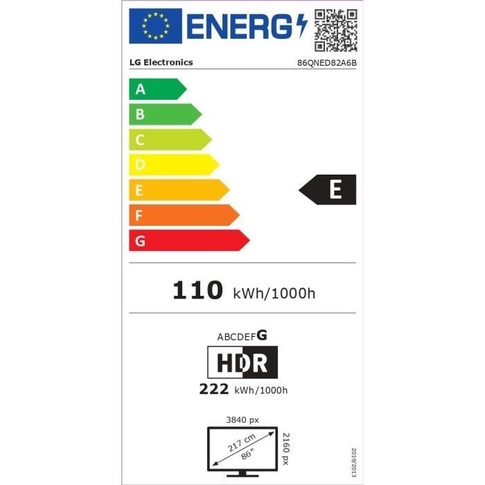LG 86QNED82 - TV QNED 86 (217 cm) - 4K UHD 3840x2160 - HDR10 - Smart TV - 3xHDMI 2.0 - WiFi