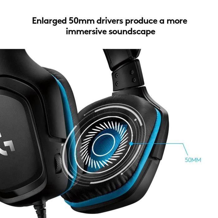 Casque gamer - Filaire - Logitech G - G432 - USB - Xbox One, PS4, Switch, PC, MAC - Noir