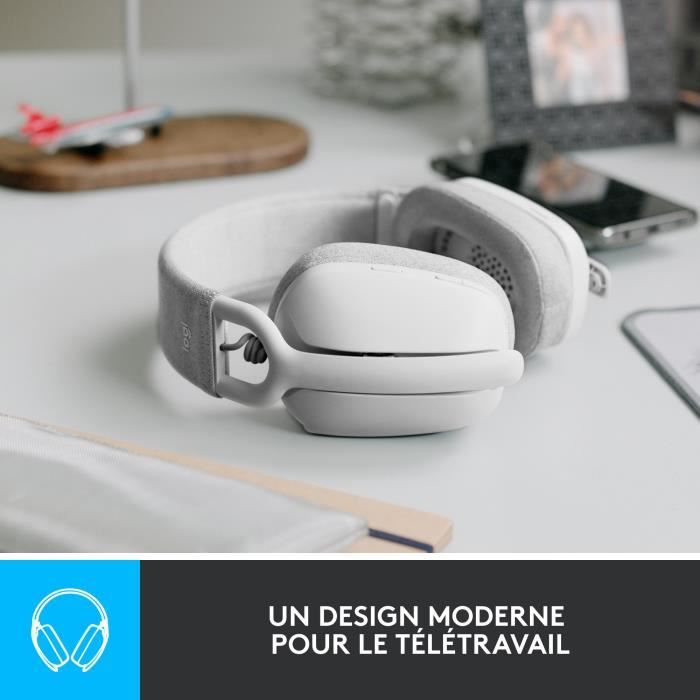 Casque - Sans fil - Logitech - Zone Vibe 100 - Bluetooth - Anti-parasite - Blanc