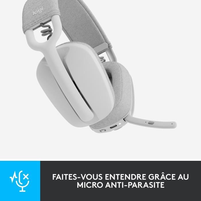 Casque - Sans fil - Logitech - Zone Vibe 100 - Bluetooth - Anti-parasite - Blanc