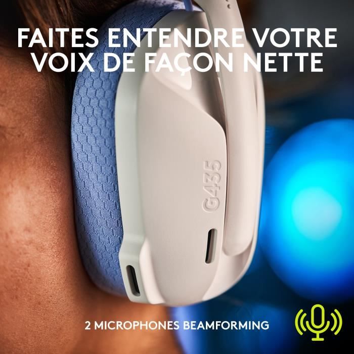 Casque gamer - Sans fil - Logitech G - G435 Lightspeed - Blanc