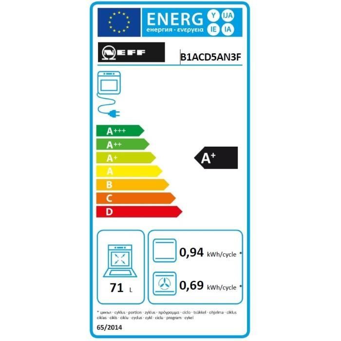 Four ecoclean - NEFF N30 - B1ACD5AN3F - Noir - 7 modes de cuisson - 59,5 x 59,4 x 54,8 cm
