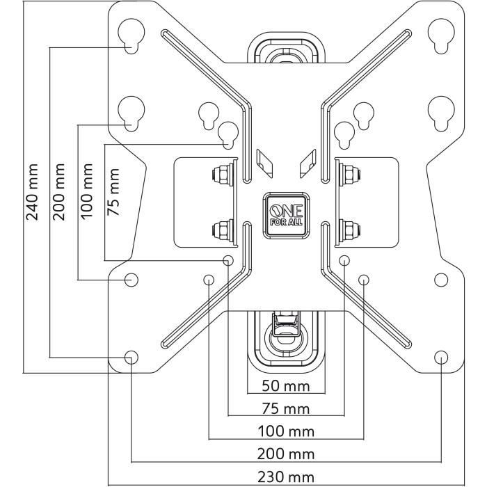 ONE FOR ALL WM2241 Support mural inclinable (15°) et orientable (180°) pour TV de 13 a 43 (33 a 109cm) - Poids max : 30kg