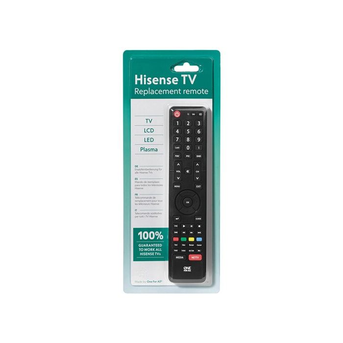 Télécommande Universelle - ONE FOR ALL - URC1916 - Compatible avec TV Hisense - Design Élégant - Noir