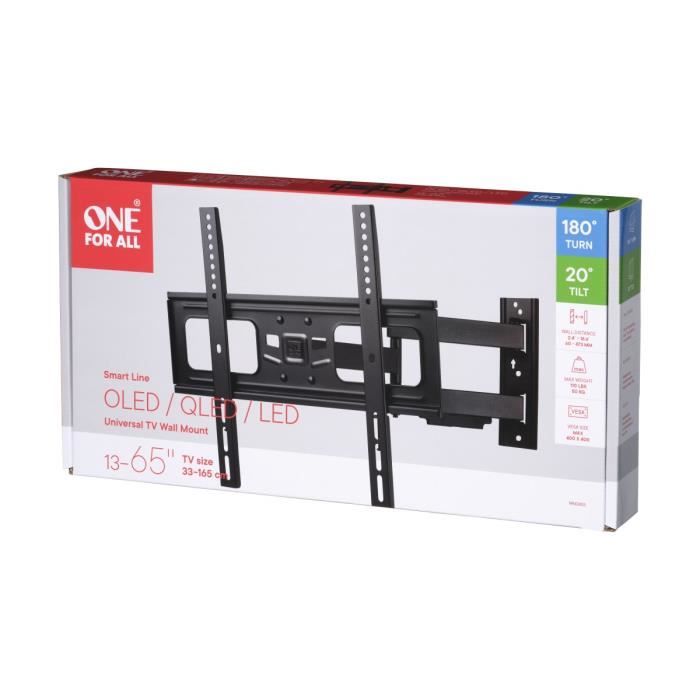 ONE FOR ALL WM2453 Support mural inclinable et orientable a 180° pour TV de 33 a 165cm (13-65)