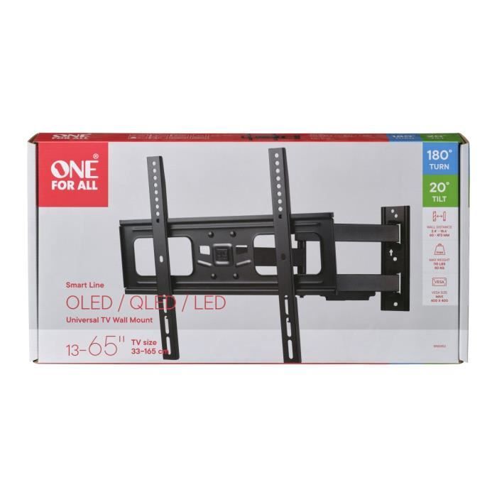 ONE FOR ALL WM2453 Support mural inclinable et orientable a 180° pour TV de 33 a 165cm (13-65)