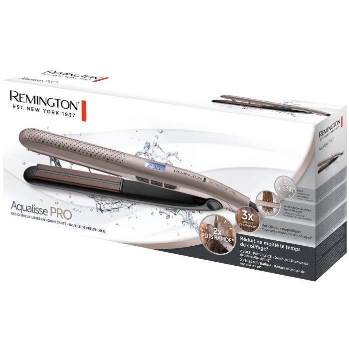 Lisseur REMINGTON S7972 Aqualisse PRO  jusqu'a 230° - 10 températures  arret automatique  pochette de rangement