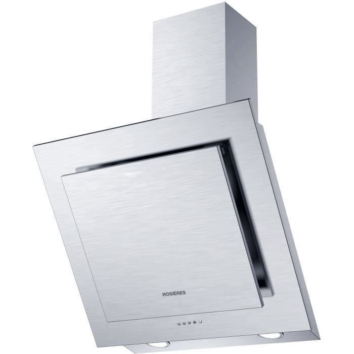 Hotte décorative ROSIeRES RDX6MX - L 60 cm - Inox - 66 dB - 4 vitesses - Classe A - Eclairage LED