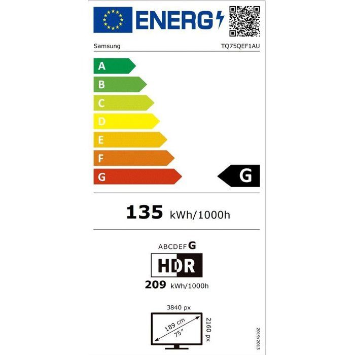 Samsung 75QEF1 - TV QLED 75 (190 cm) - 4K UHD 3840x2160 - HDR10+ - Smart TV - Gaming Hub - 3xHDMI - WiFi