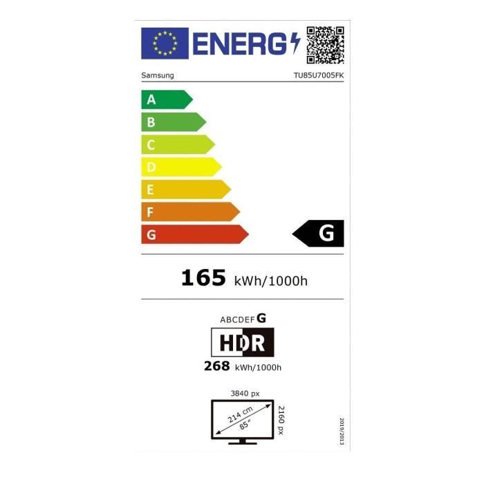 Samsung 85U7005F - TV LED 85 (216 cm) - 4K UHD 3840x2160 - HDR10+ - Smart TV - Gaming Hub - 3xHDMI - WiFi