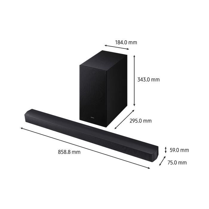 SAMSUNG HW-B66CF - Barre de son Series 3.1ch - Caisson sans fil 6,5'' - HP Central - Adaptative Sound Lite