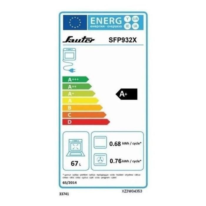 Four encastrable pyrolyse SAUTER SFP932X - Chaleur pulsée - Tournebroche - Porte froide - Fonctions vapeur