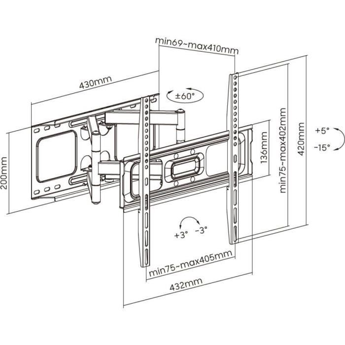 Support mobile pour téléviseur 32 - 70 - Stell - SHO 5610