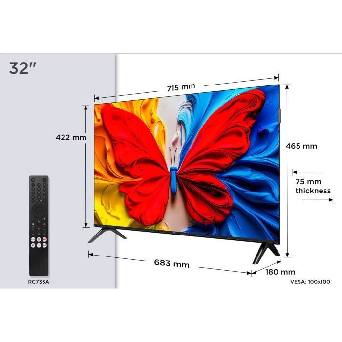 TCL 32S51K - TV QLED 32 (81 cm) - Full HD 1920x1080 - HDR10 - Android TV  - 2xHDMI 1.4 - WiFi