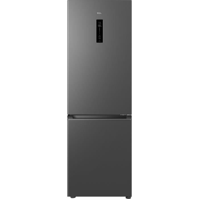 Réfrigérateur combiné - TCL - RP318BSC0 - 2 portes - Classe C - 318 L - 59,5 x 65 x 185 cm - Gris Quartz