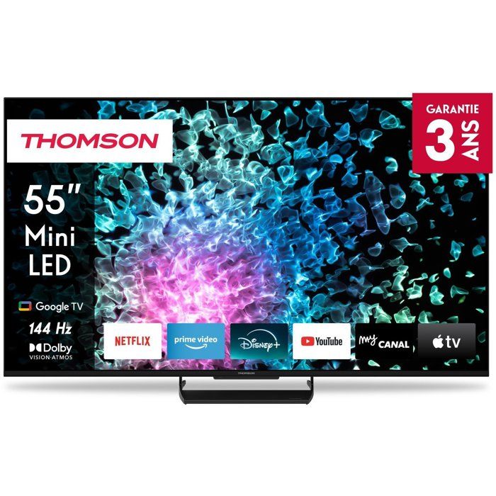 Thomson 55MG7C15 - TV QLED MiniLED 55 (139 cm) - 4K UHD 3840x2160 - 144 Hz - Google TV - 2xHDMI 2.1 + 2xHDMI 2.0 - WiFi