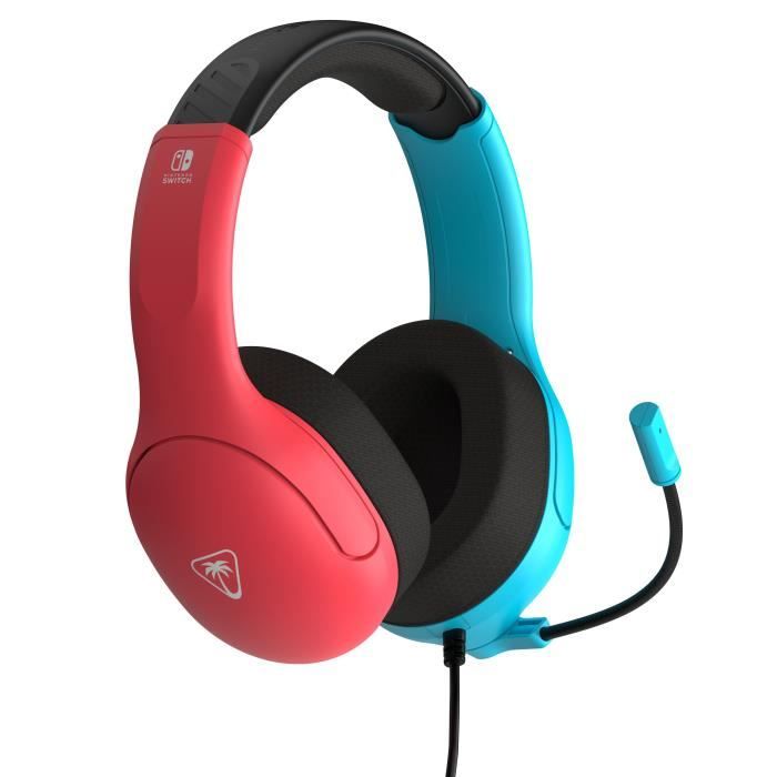 Casque gaming filaire - TURTLE BEACH - TBS-8002-25 - Airlite Fit - Sous licence officielle de Nintendo Switch - Bleu fluo et rouge
