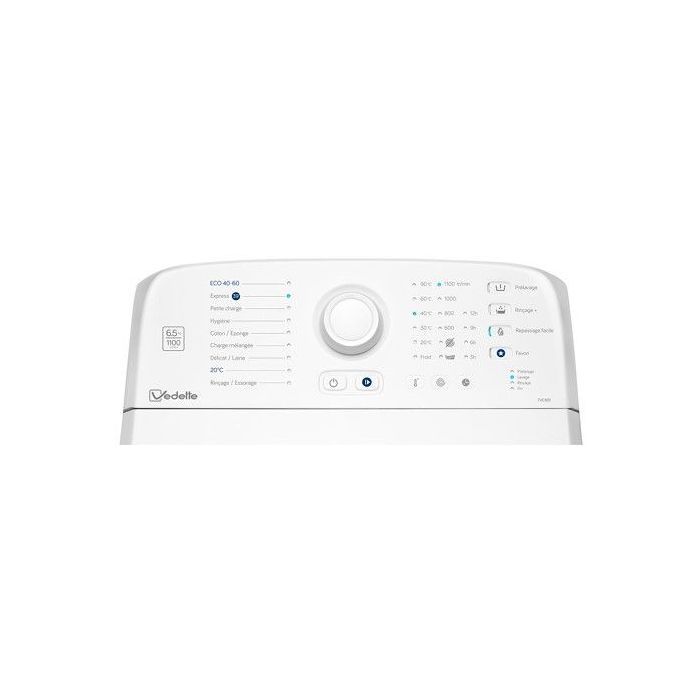 Lave-linge top VEDETTE TVC651 - 6,5 kg - L40cm - 1100 trs/min - Blanc