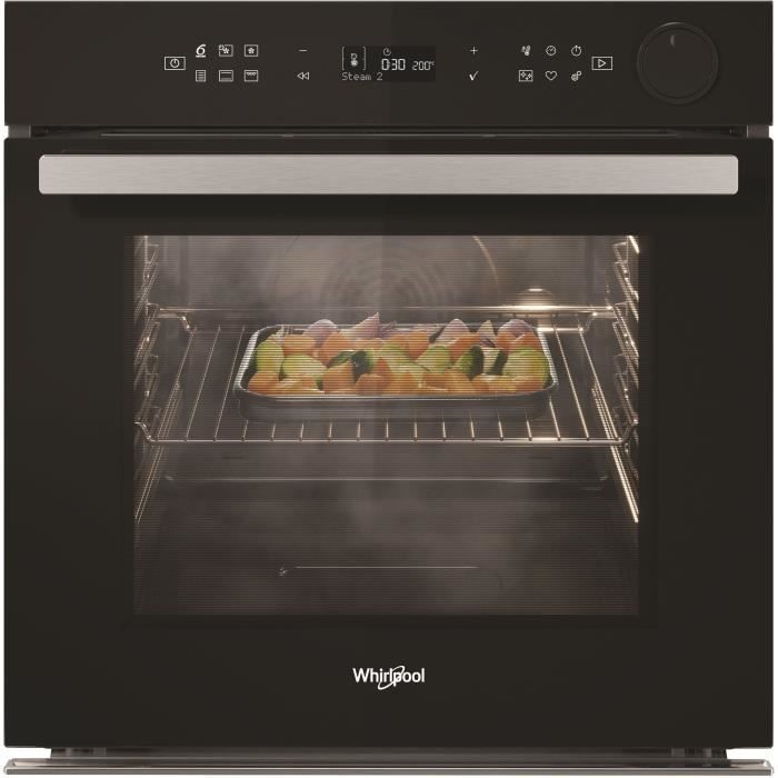 Four encastrable - Multifonction Pyrolyse - Vapeur - Chaleur pulsée - WHIRLPOOL - AKZ9S8270NB - Noir - Porte froide - 73 L - A+