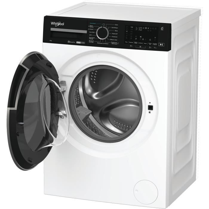 Lave-linge hublot WHIRLPOOL WPM87WADSFR - 8 kg - Induction - 1400 trs/min - Autodose - Vapeur - Classe A-10% - Blanc