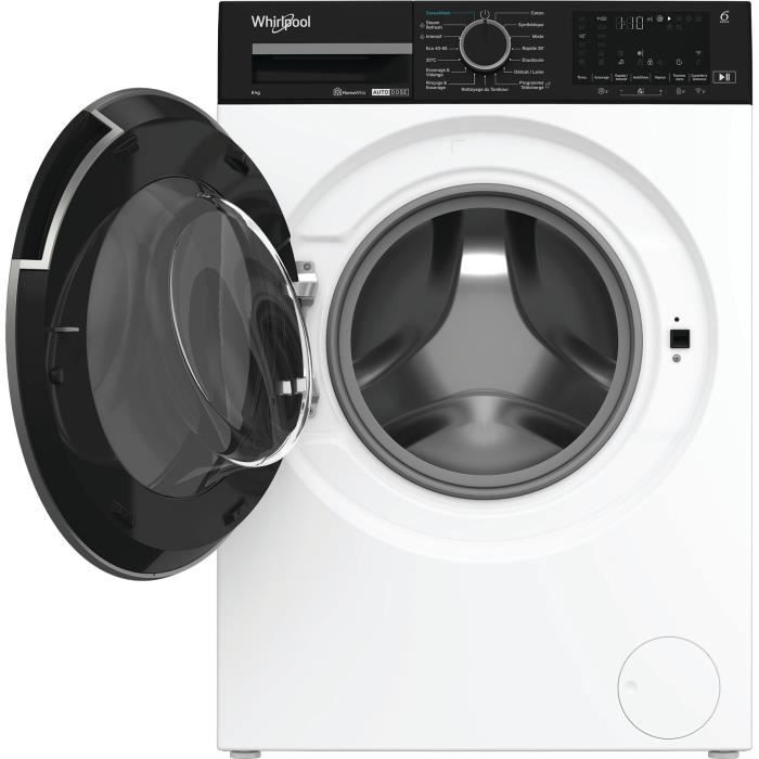 Lave-linge hublot WHIRLPOOL WPM87WADSFR - 8 kg - Induction - 1400 trs/min - Autodose - Vapeur - Classe A-10% - Blanc