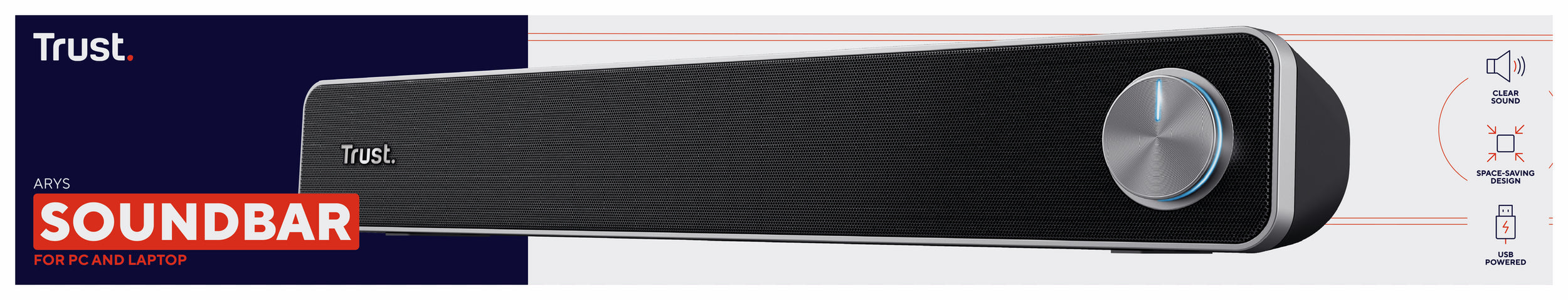 Enceinte barre de son Trust Arys filaire (Noir)